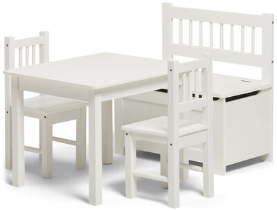Alice & Fox LOVIS Bord og Stoler + Sofa med Oppbevaring, Hvit