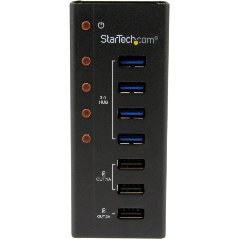 StarTech.com Hub USB 3.0 (5Gbps) Alimenté de 4 ports avec Station de Recharge de 3 ports USB (2 x 1A, 1 x 2A) - Fixation Murale
