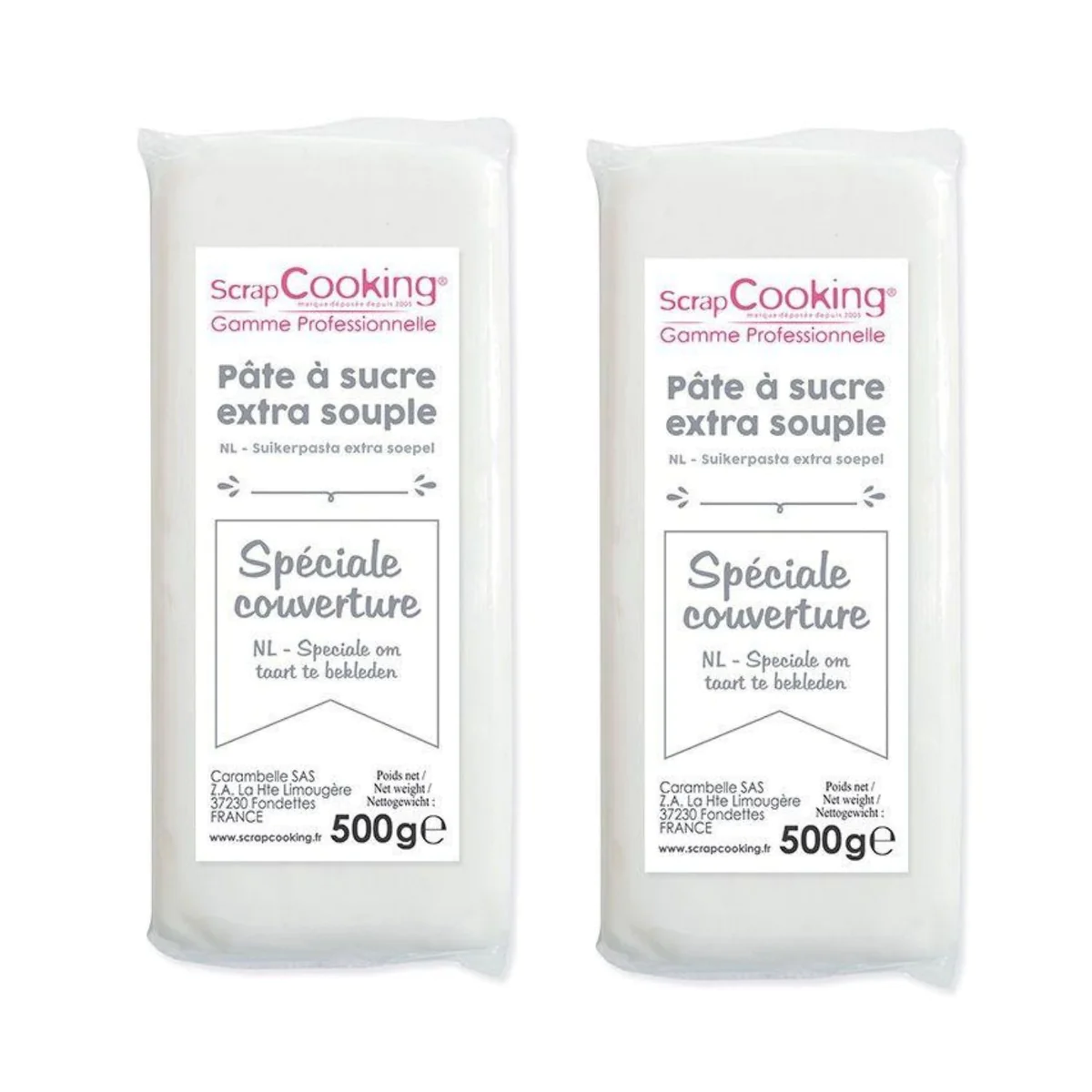 Pâte à sucre de couverture blanche 1 kg Scrapcooking
