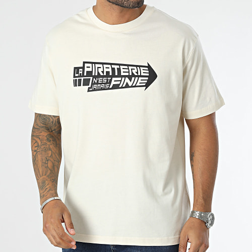Tee Shirt Oversize Large Flèche Beige Noir