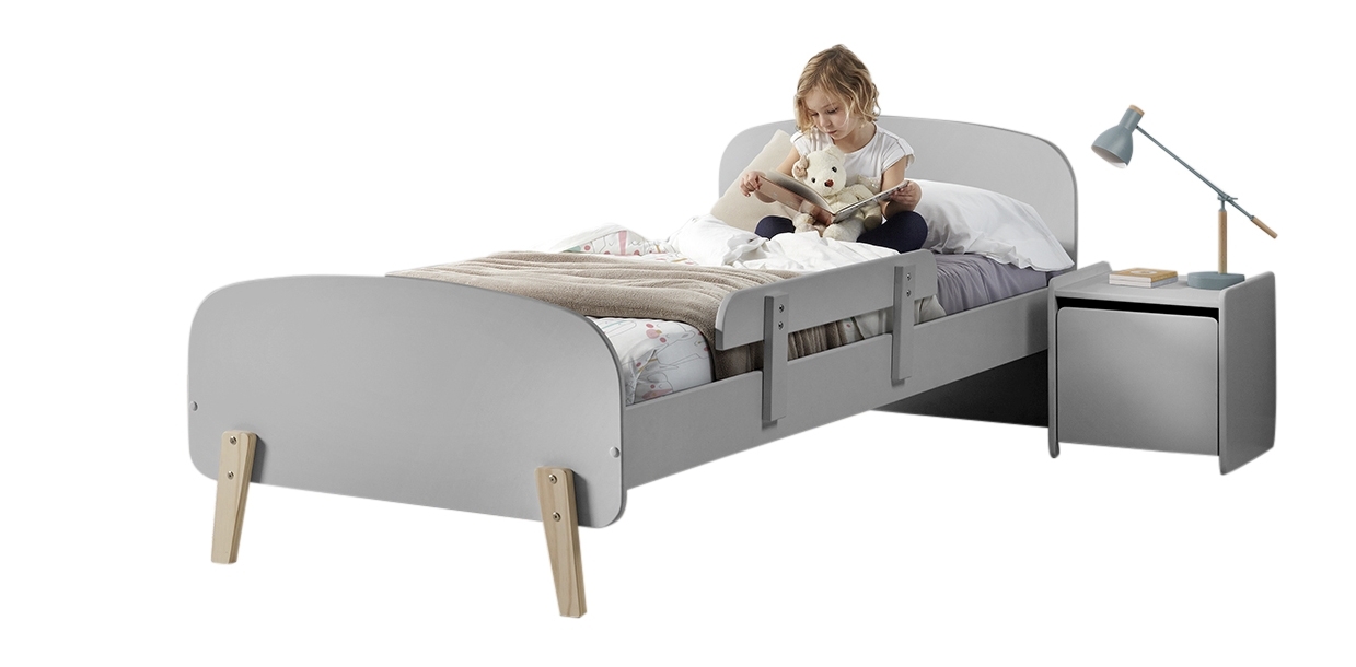 3-teiliges Kinderzimmer-Set KIDDY -hellgrau - Absturzschutz - 90x200 cm