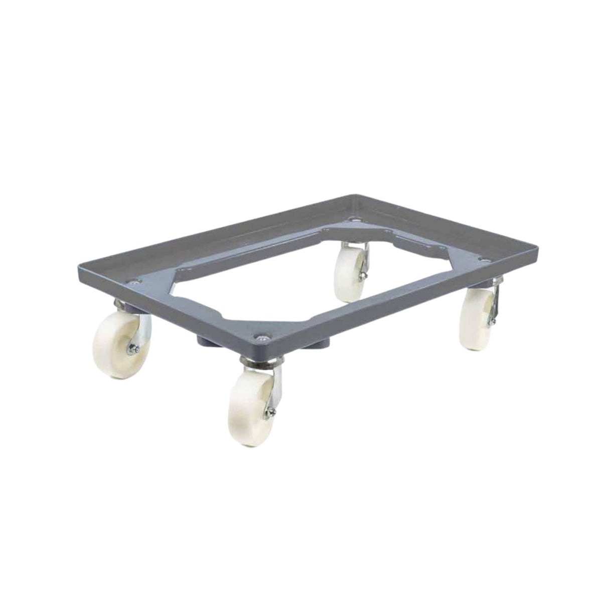 PROREGAL Voordeelset 2x Transportwagens voor Euroboxen 60 x 40 cm met Kunststof Wielen Grijs Open Deck 4 Zwenkwielen Draagvermogen 300 kg