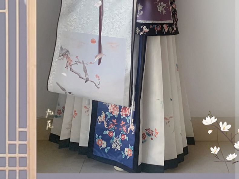 Francoix - Hanfu-kostuumset met lange mouwen en bloemenmotief
