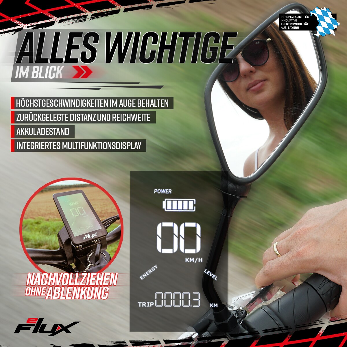 eFlux Freeride X2, E-Scooter mit Straßenzulassung, Hub-Version, Sitz, 2500 Watt, 45 km/h, Easy-Fold (Schwarz)