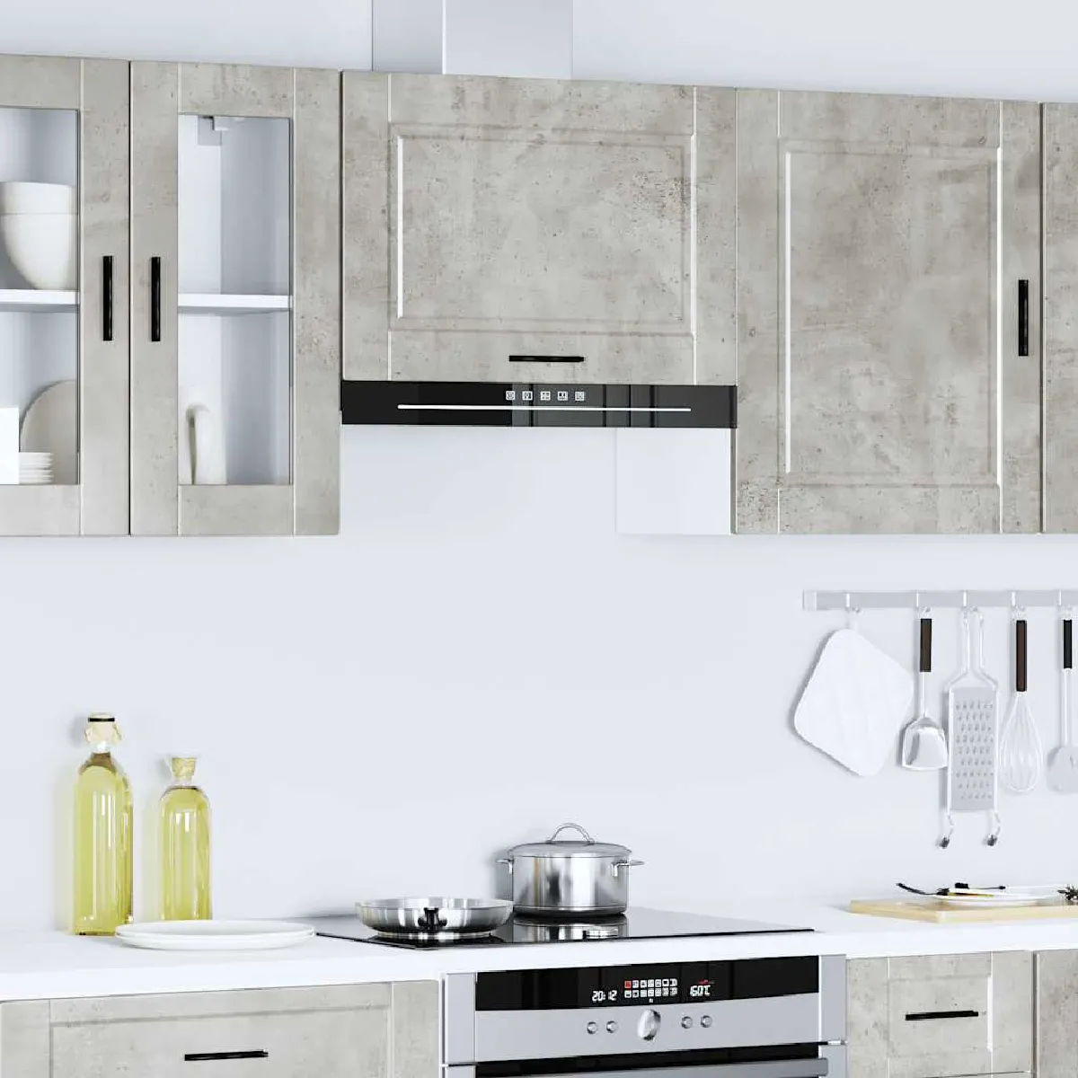 VidaXL Armoire Murale Cuisine Porto Gris Béton