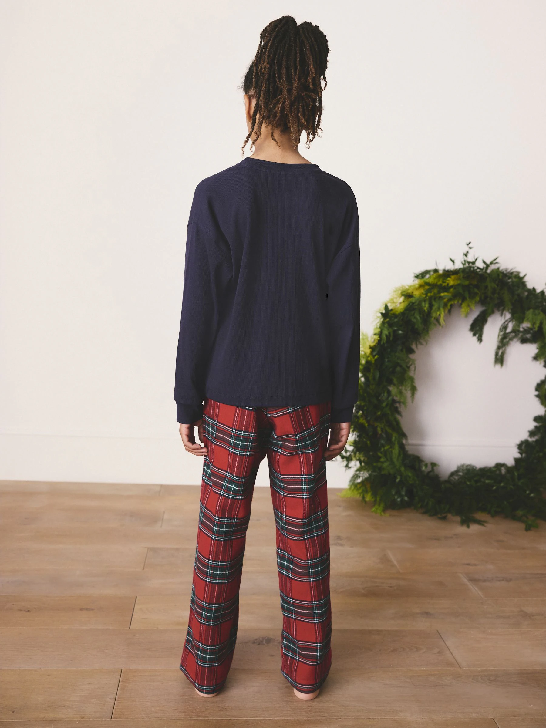 Rood met Schotse ruit - Bijpassende familie Kerstmis Lange mouwen Pyjama's (1,5-16jaar)