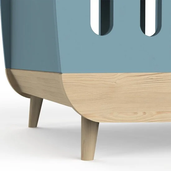 Firmiana Lit Bébé   Bleu Orage / Bois Naturel        60 x 120 cm   de               CBA Meubles