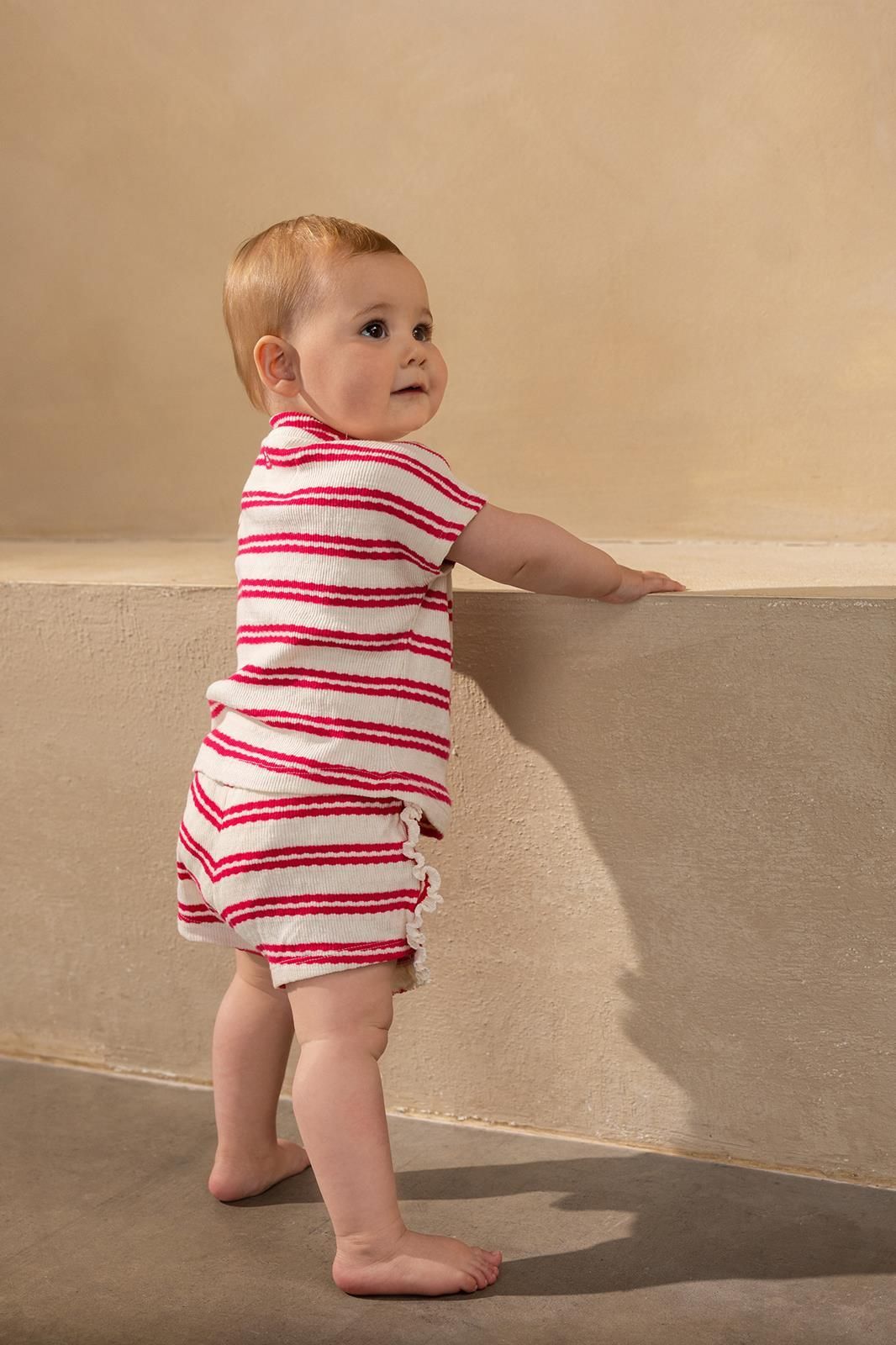 Noppies Baby Korte Broek Montecito - Stripe pattern Pink