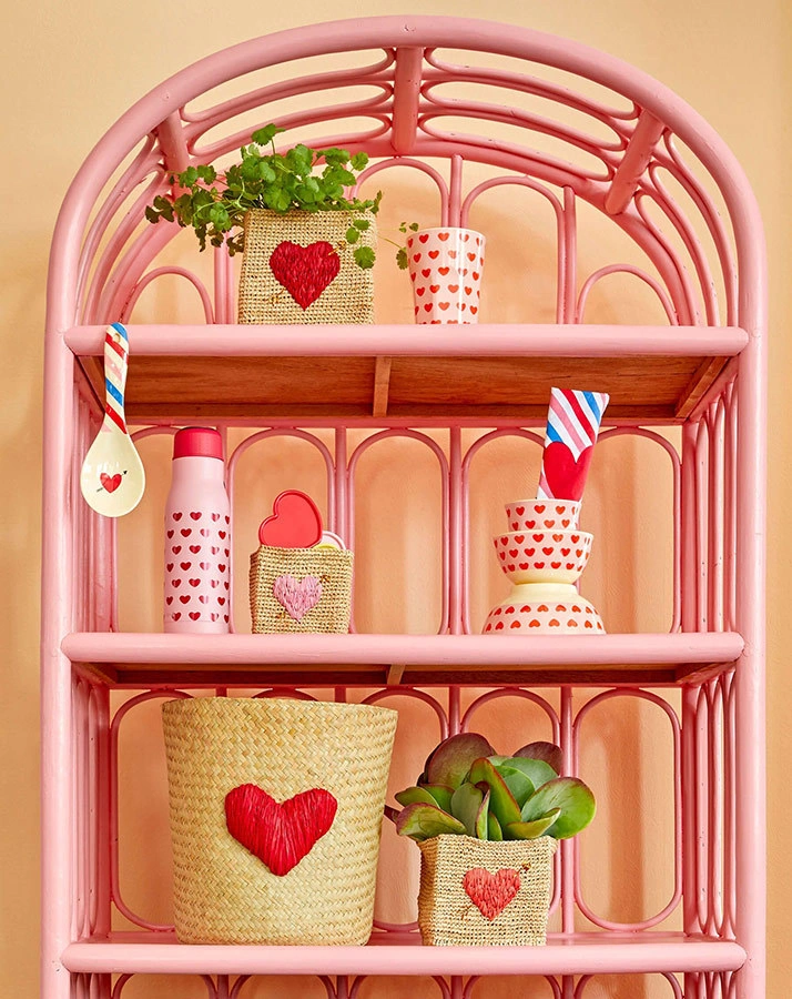 Raffia-Korb SQUARE – HEART 3er-Set in natur