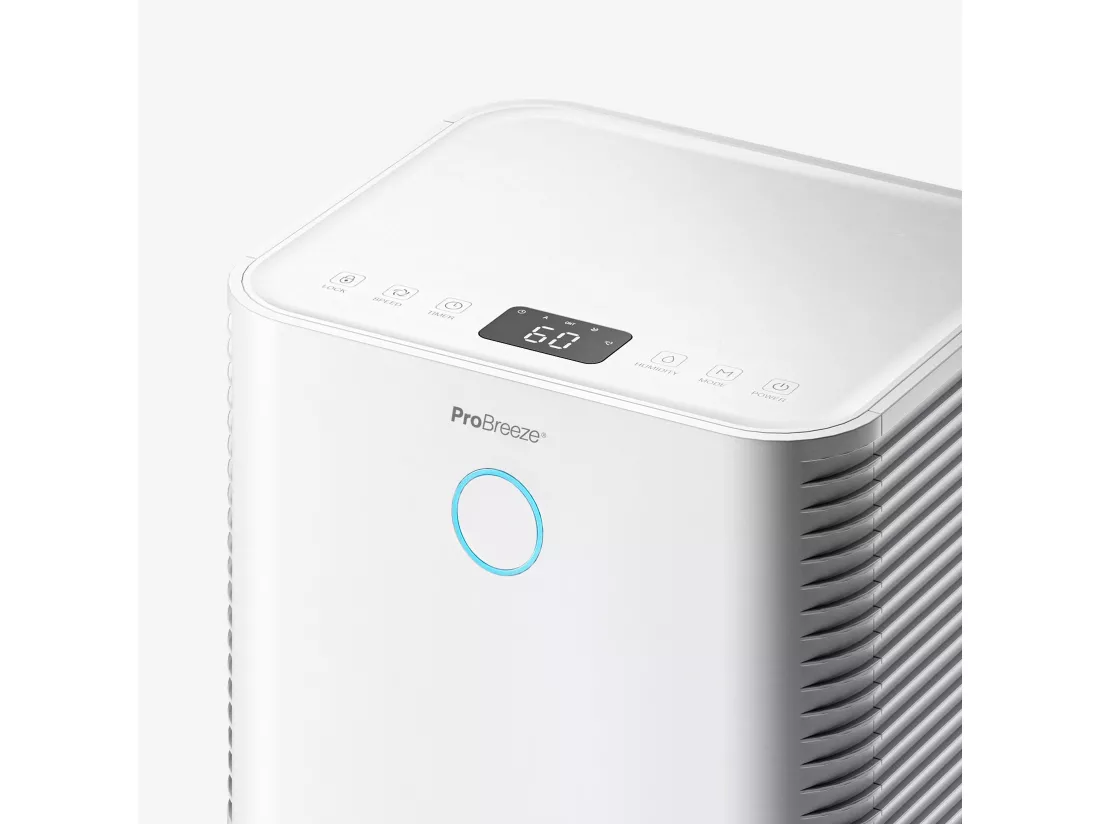 Pro Breeze Déshumidificateur silencieux 12ljour omnidry avec mode linge et contrôle via application intelligente pour pièces jusqu'à 20 m²