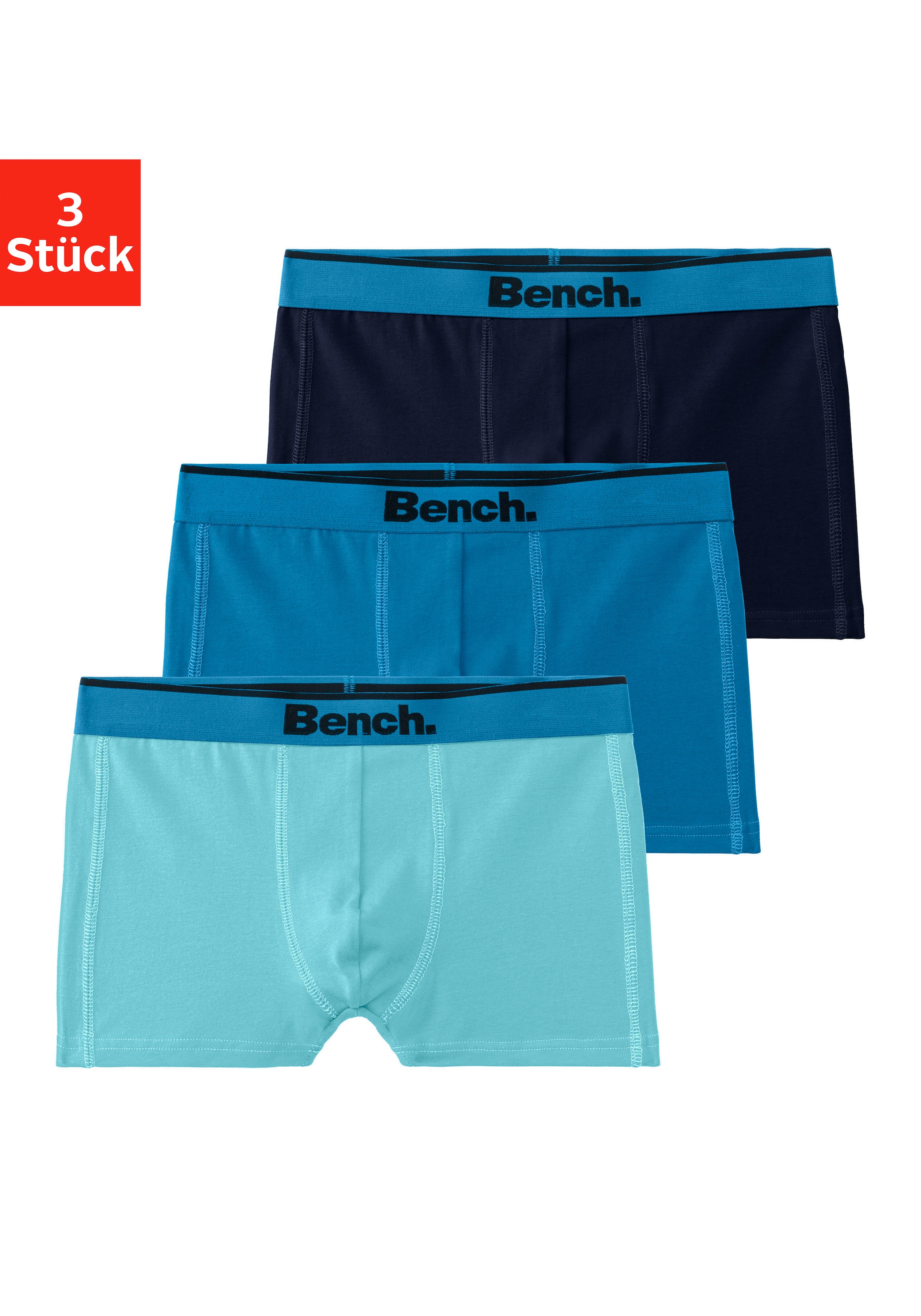 Bench. Boxer »Boxershorts für Jungen«, 3 Stk. mit Ziernähten vorn