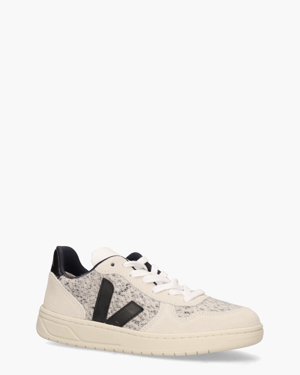 Veja V-10 Flannel Off-White/Zwart Damessneakers