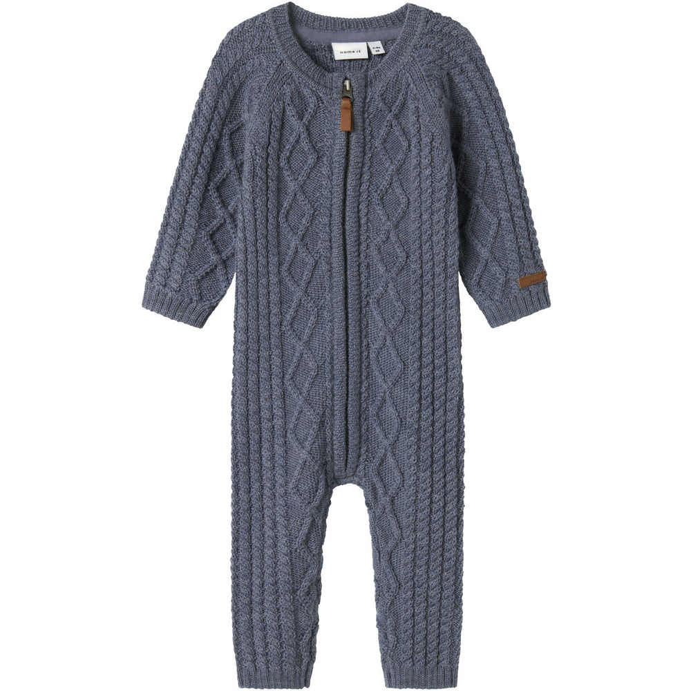 Køb Name It Folkstone Gray Nbmwrilla Uld Ls Strik Dragt