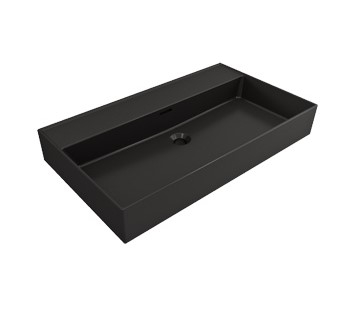 Plieger Kansas wastafel zonder kraangat met overloop 80x46.6cm mat zwart