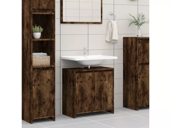 Armoire de bain Chêne fumé 60x33x61 cm Bois d'ingénierie