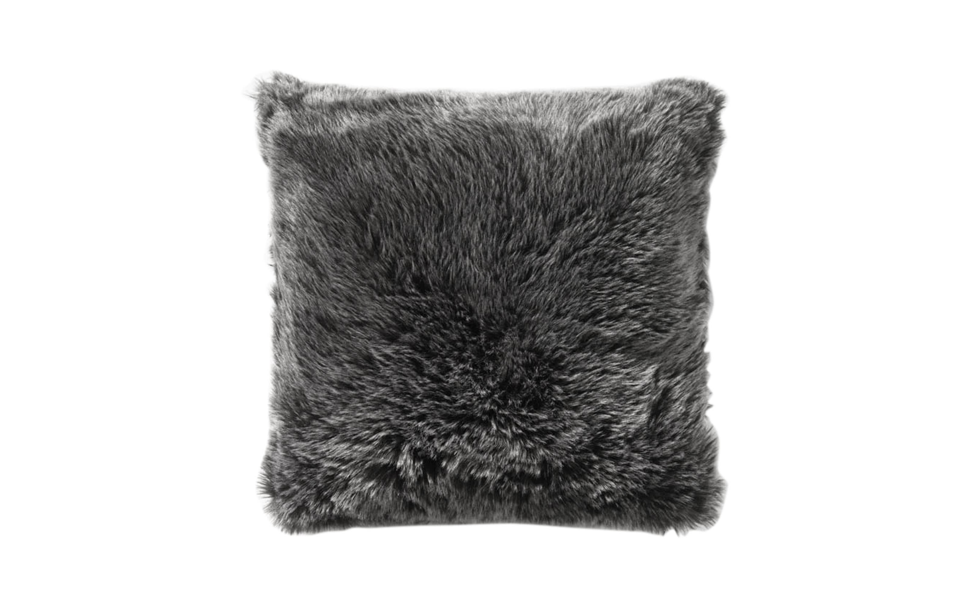 Kissen, Kunstfell, grau, 50 cm