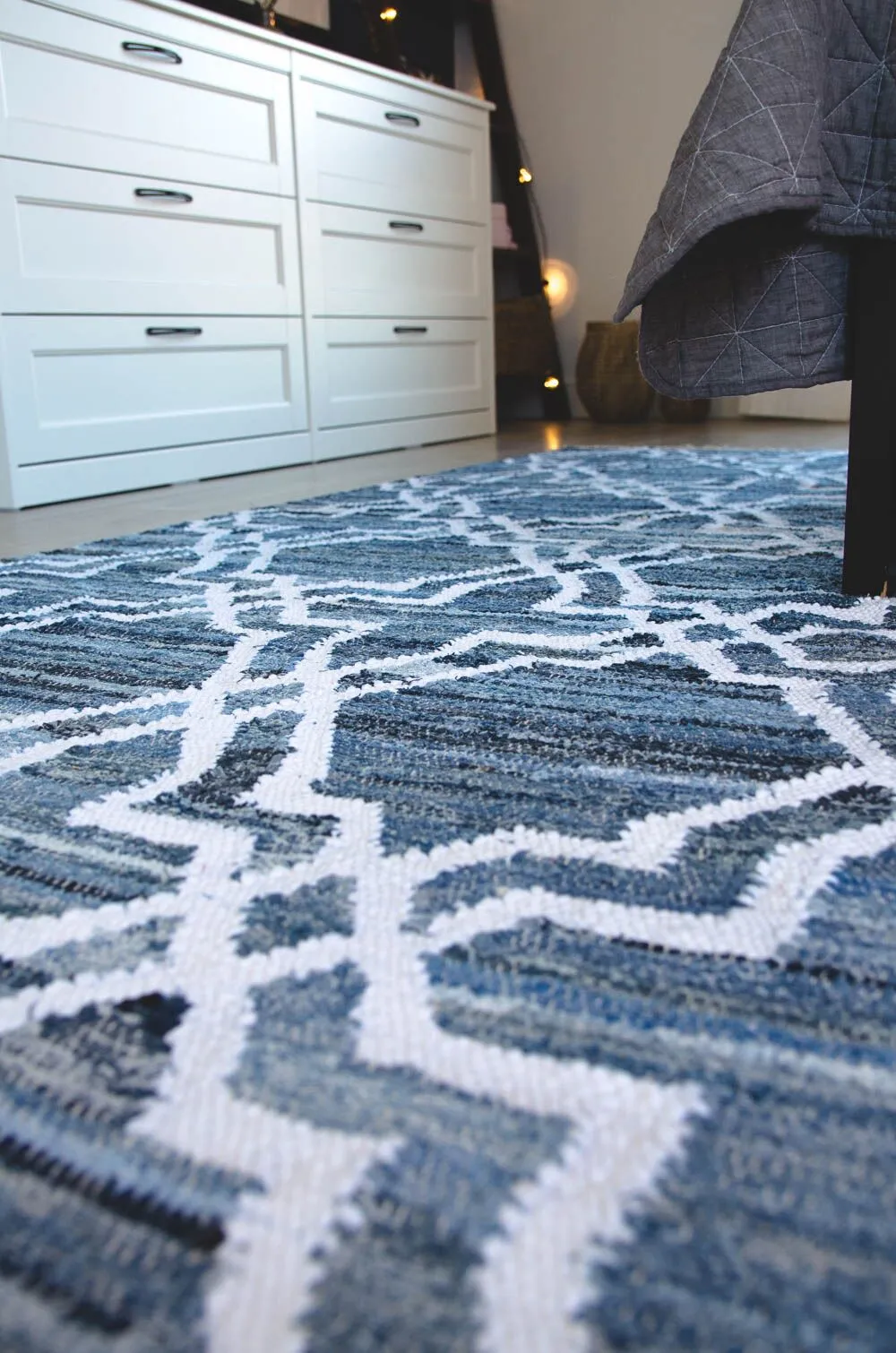 Vloerkleed ADIYAMAN Blauw 140 x 200 cm Katoen