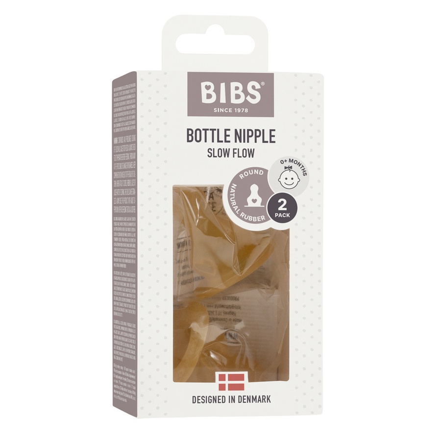 BIBS Bottle Nipple Latex Slow Flow 2pcs