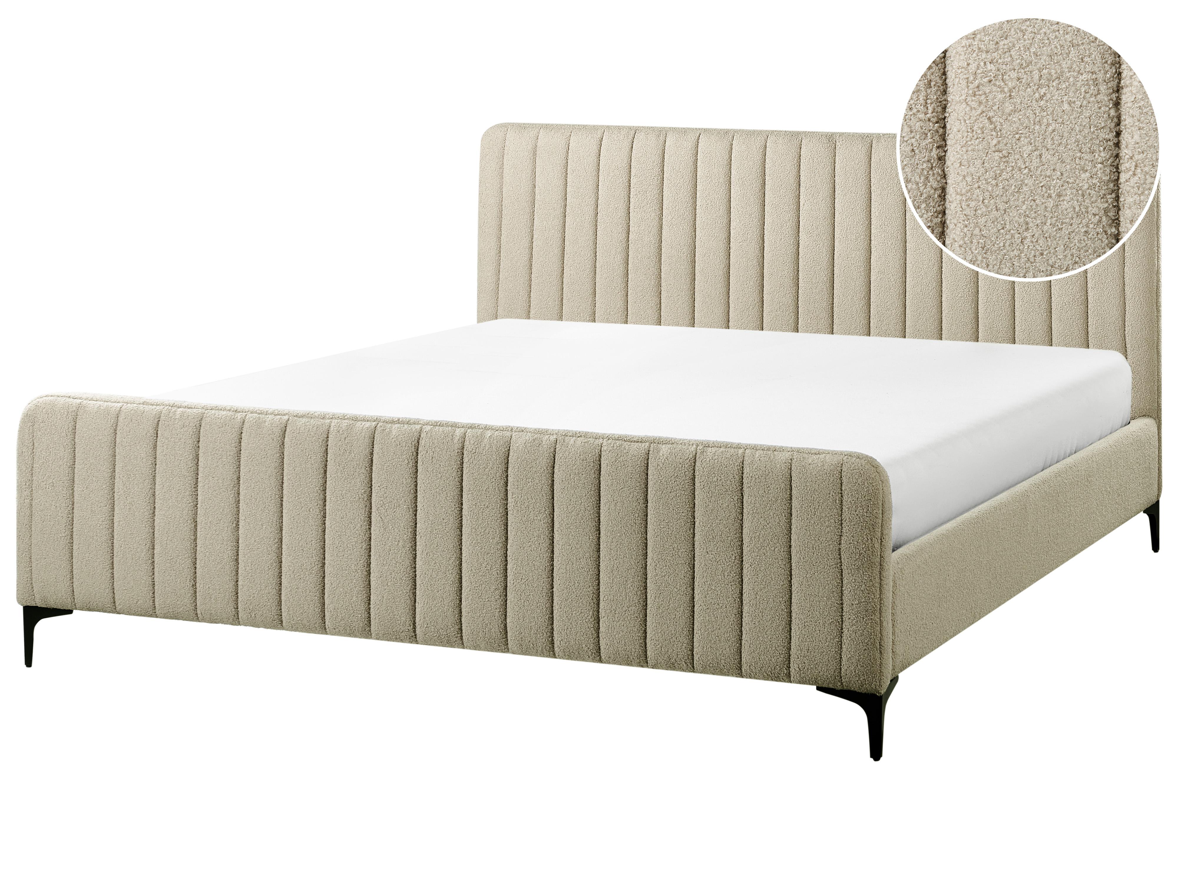 Bed Bouclé LUNAN 180 x 200 cm Beige