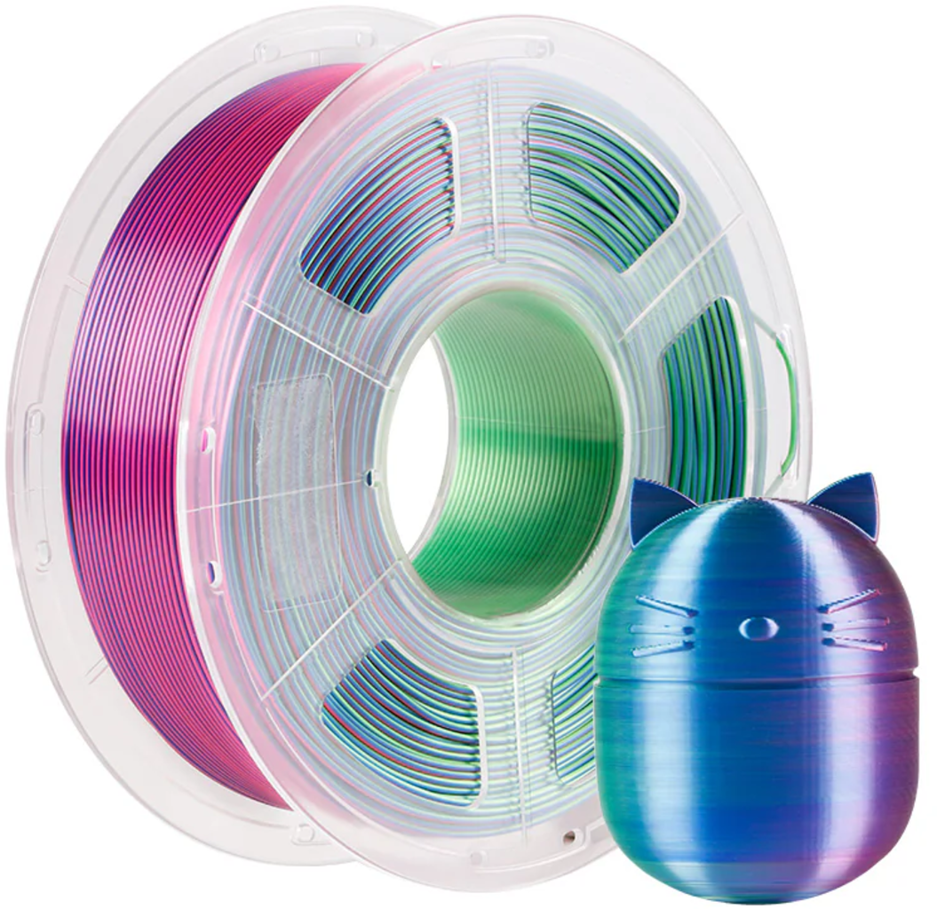 Anycubic  PLA Silk Tri-Color Blue Green Purple, 1,75 mm / 1000 g    Seidenglanz trifft Farbverlauf in Blue Green Purple