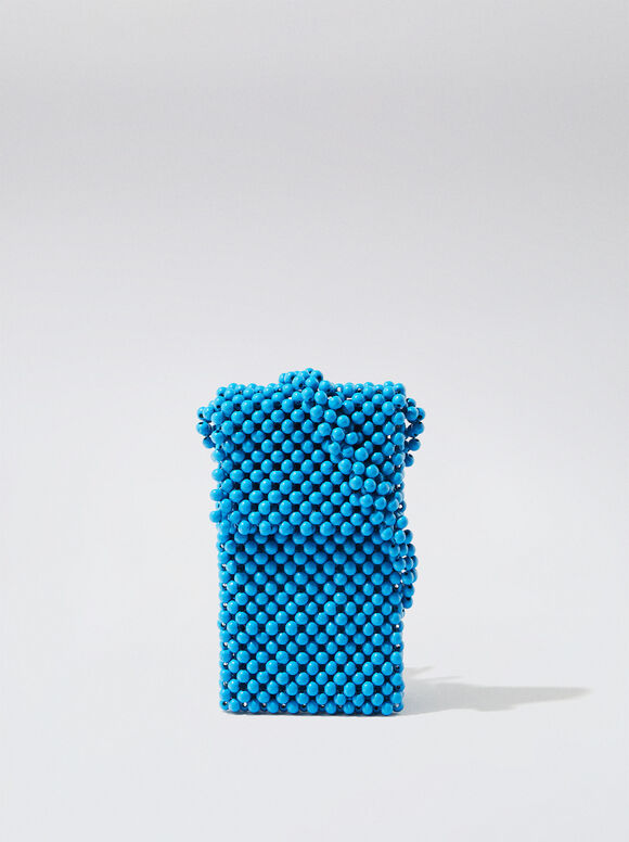 Bolsa de madeira para celular - Azul
