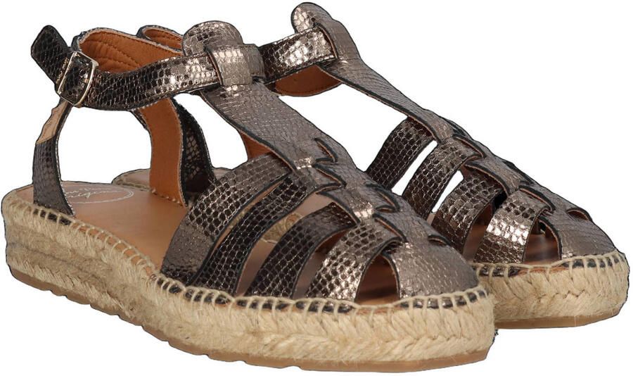 Toni Pons Evian leren espadrilles met dierenprint bruin metallic