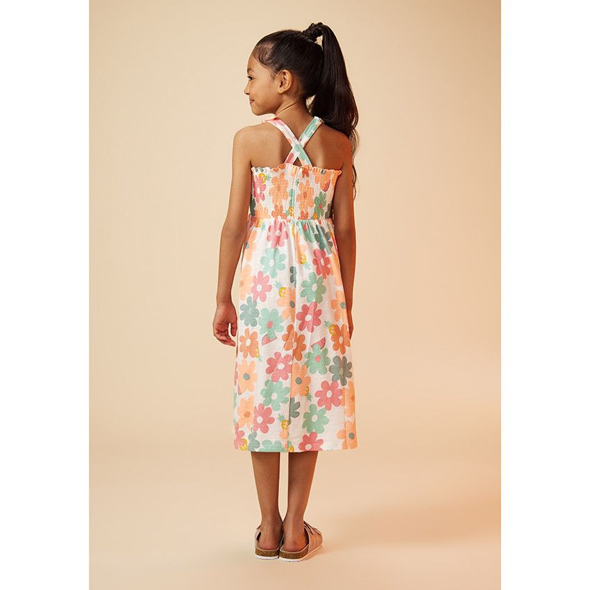Robe en jersey imprimé fleurs pour fille - Blanc