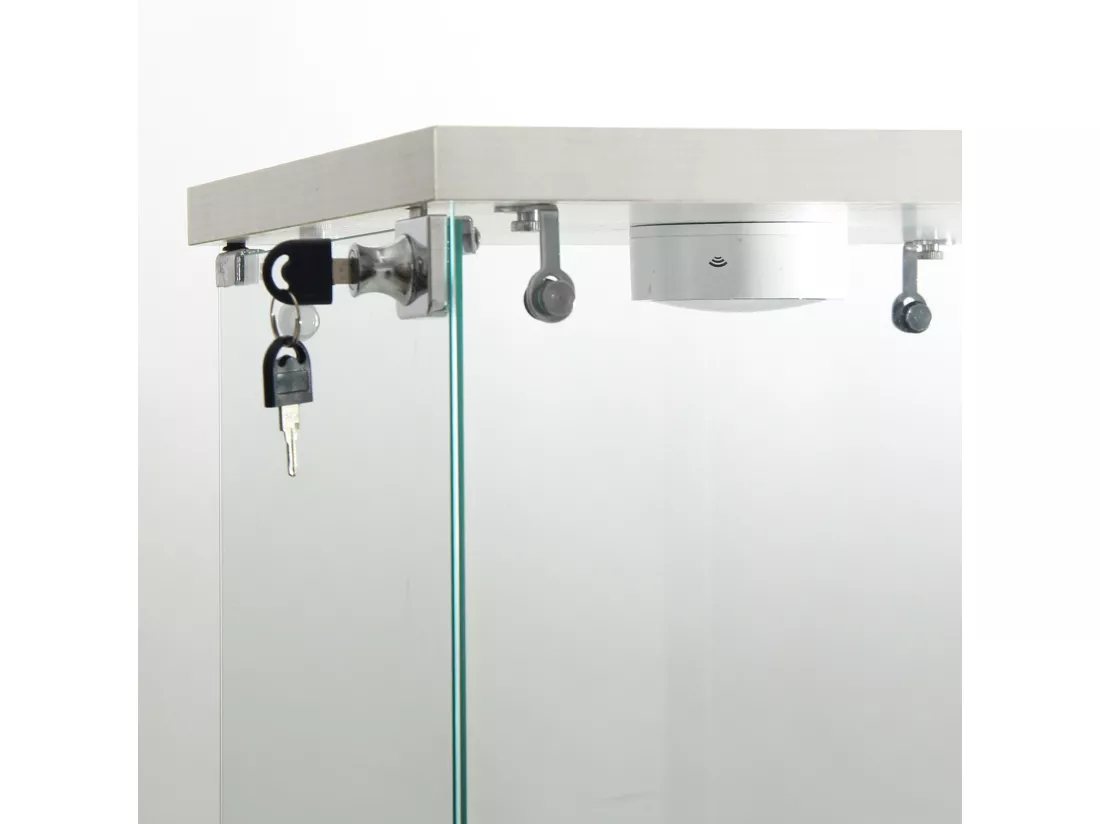 Vitrine en verre double paroi 40*86*36,5 cm, avec serrure antivol et éclairage LED, blanc