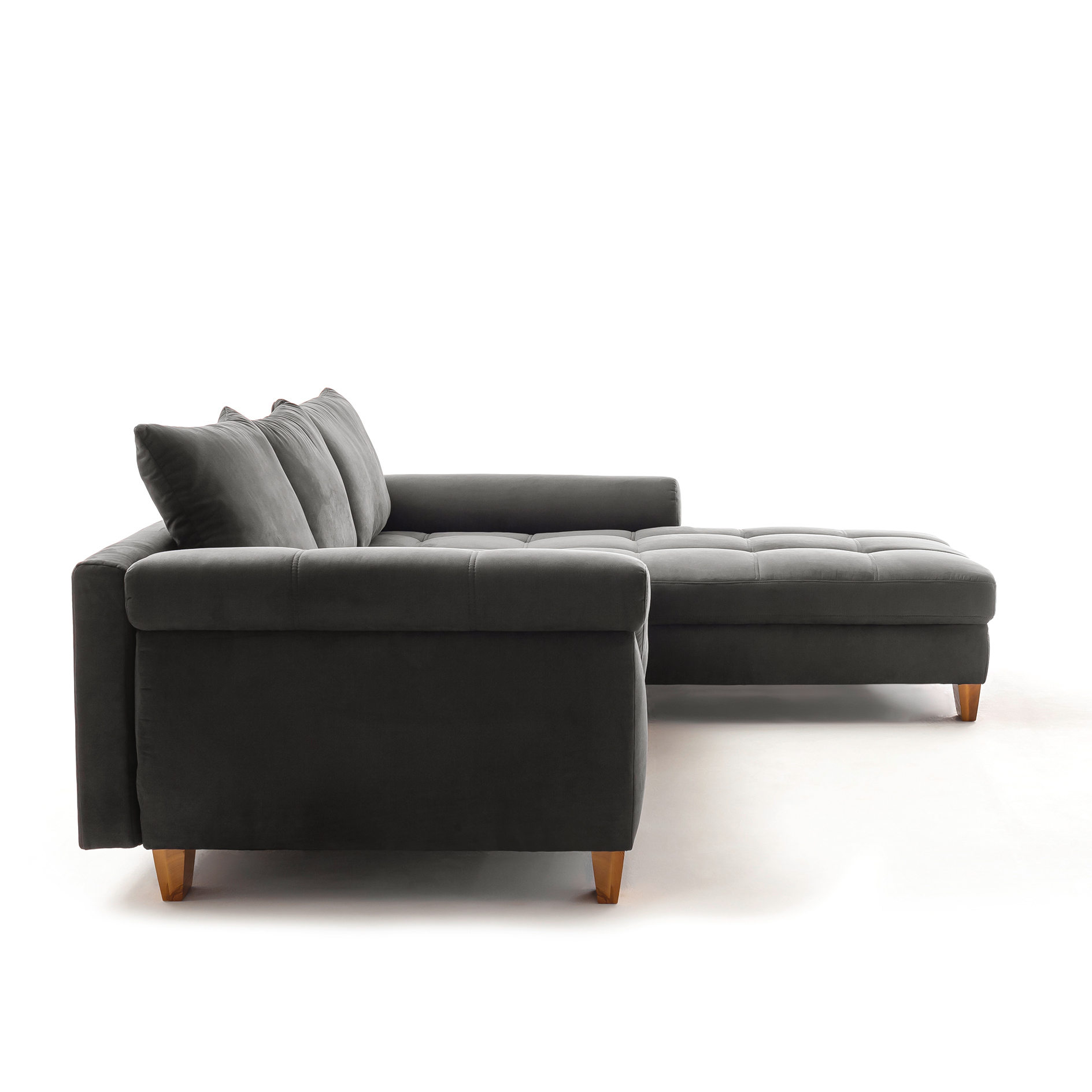 Ecksofa - anthrazit - Microfaser - beidseitig montierbar