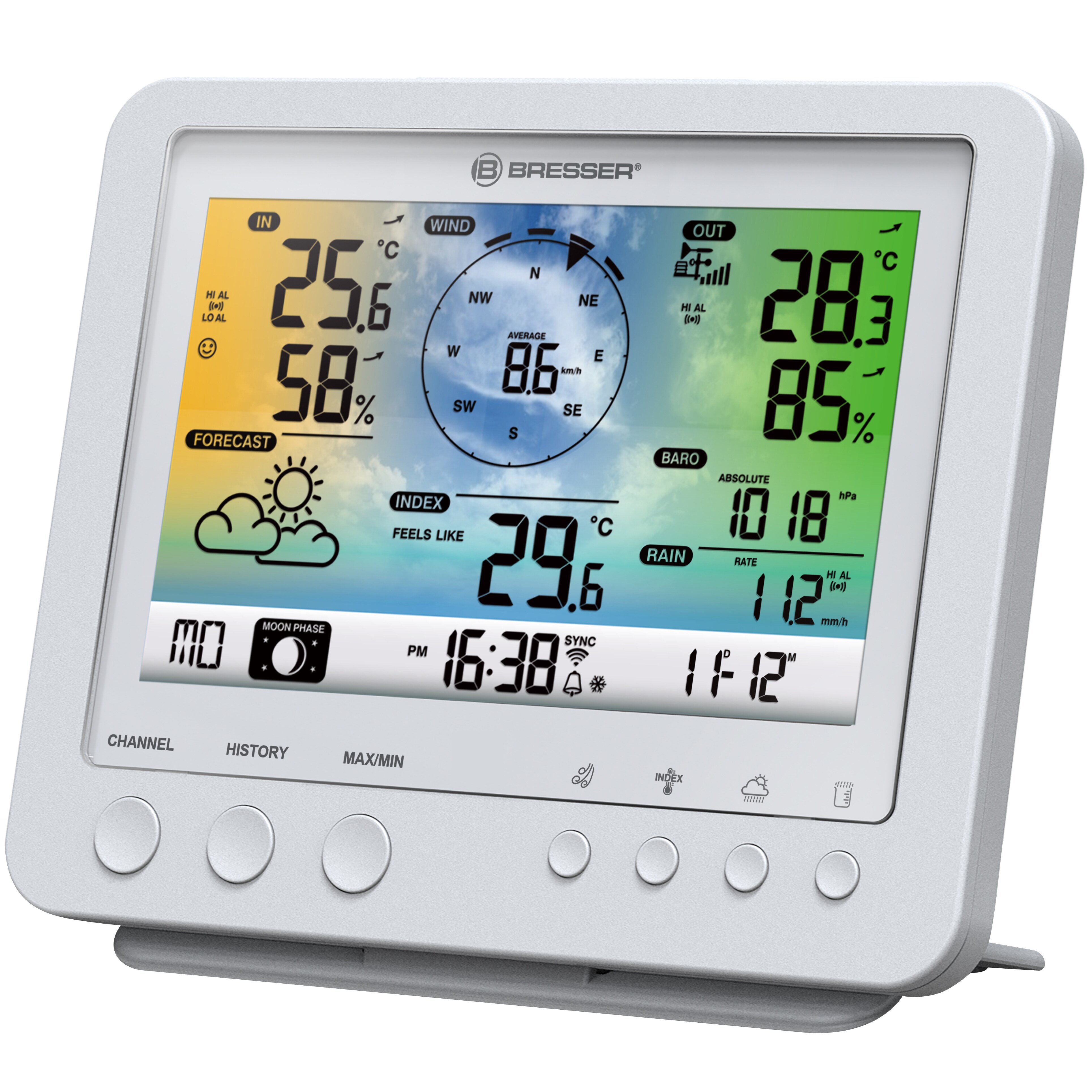 BRESSER WLAN-Farbwetterstation mit 5-in-1-Profi-Sensor weiß