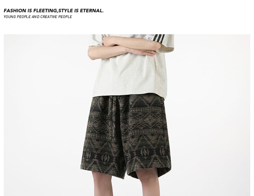 AXEN - Bermudashorts met trekkoord en patroon