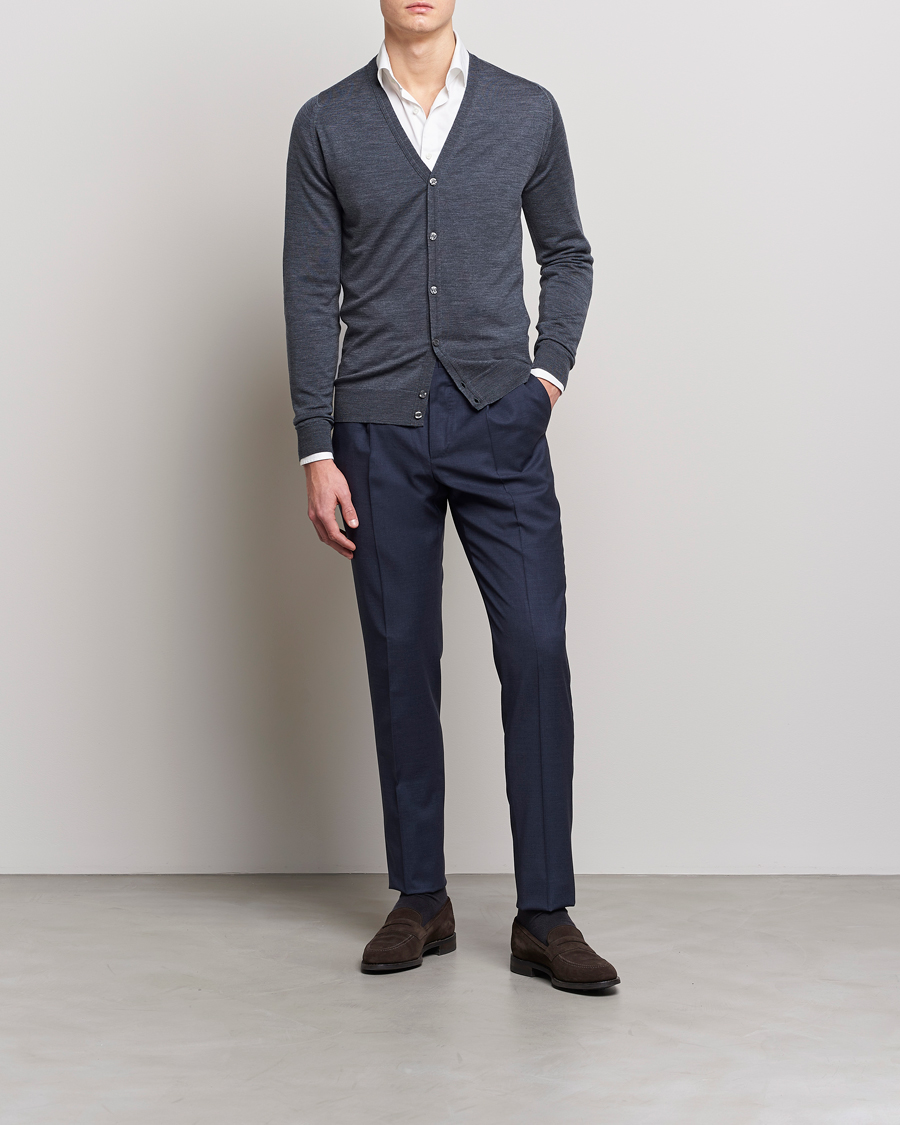 John Smedley Petworth Extra Fine Merino Cardigan Charcoal