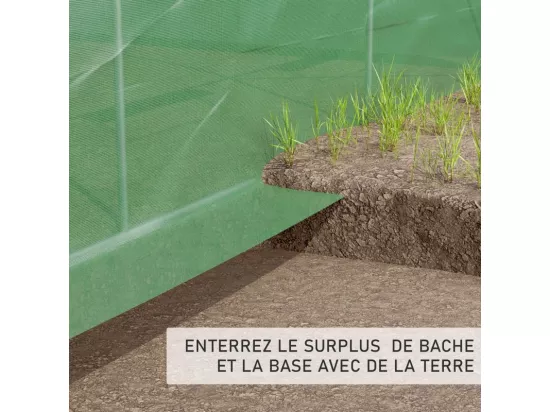 Serre de Jardin Tunnel 9m² - bâche armée - avec fenêtres latérales et porte zipée