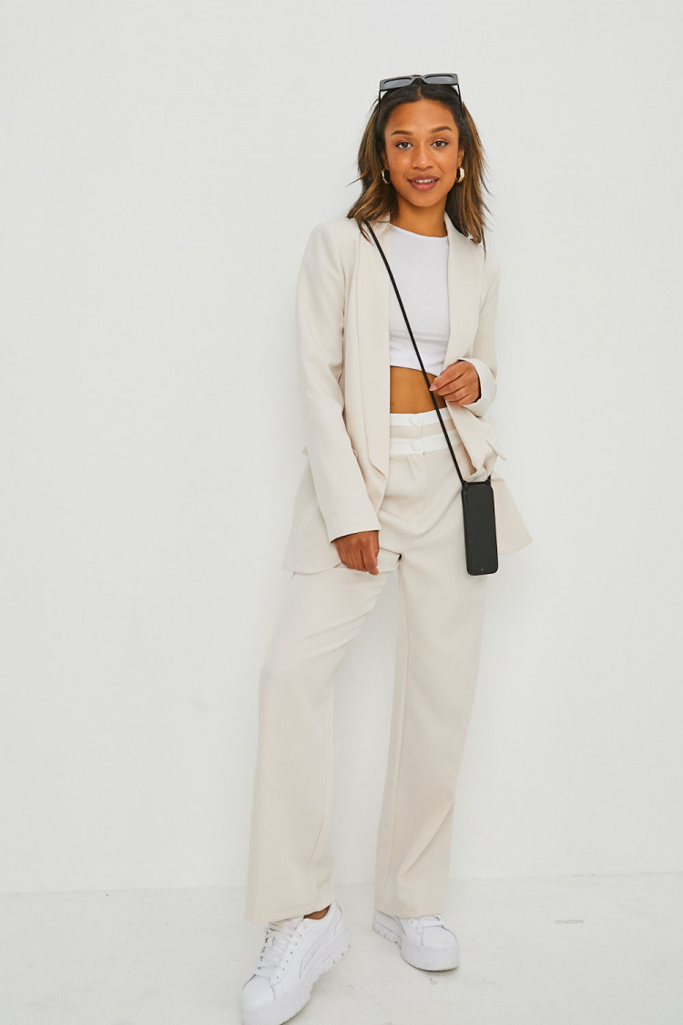 Ensemble 2 pièces blazer + pantalon beige