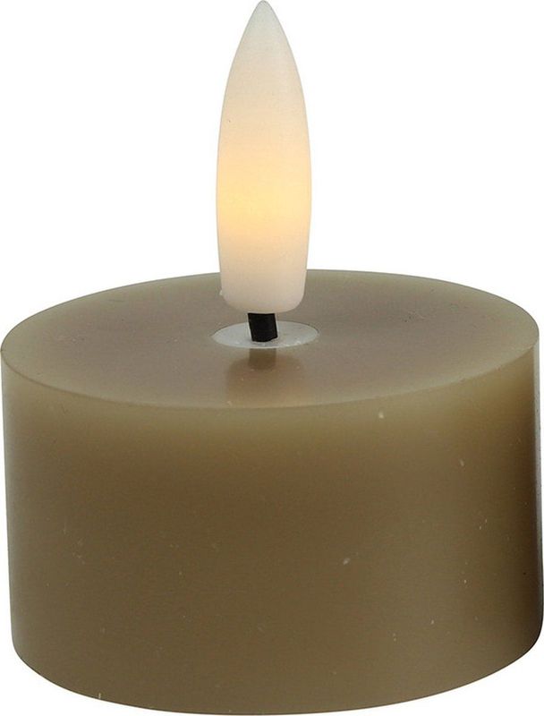 Countryfield LED theelichtjes/waxinelichtjes - 2x st - beige - D4 x H5,2 cm - met timer