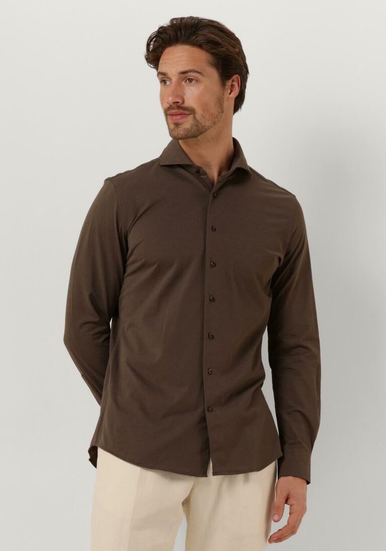 PROFUOMO bruine profuomo klassiek overhemd shirt x-cutaway sc japanese knitted