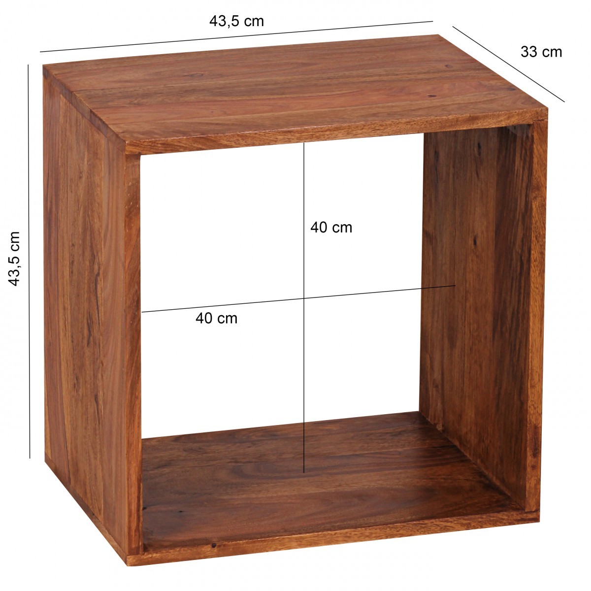 Beistelltisch - braun gebeizt - Sheesham massiv - 43 cm breit