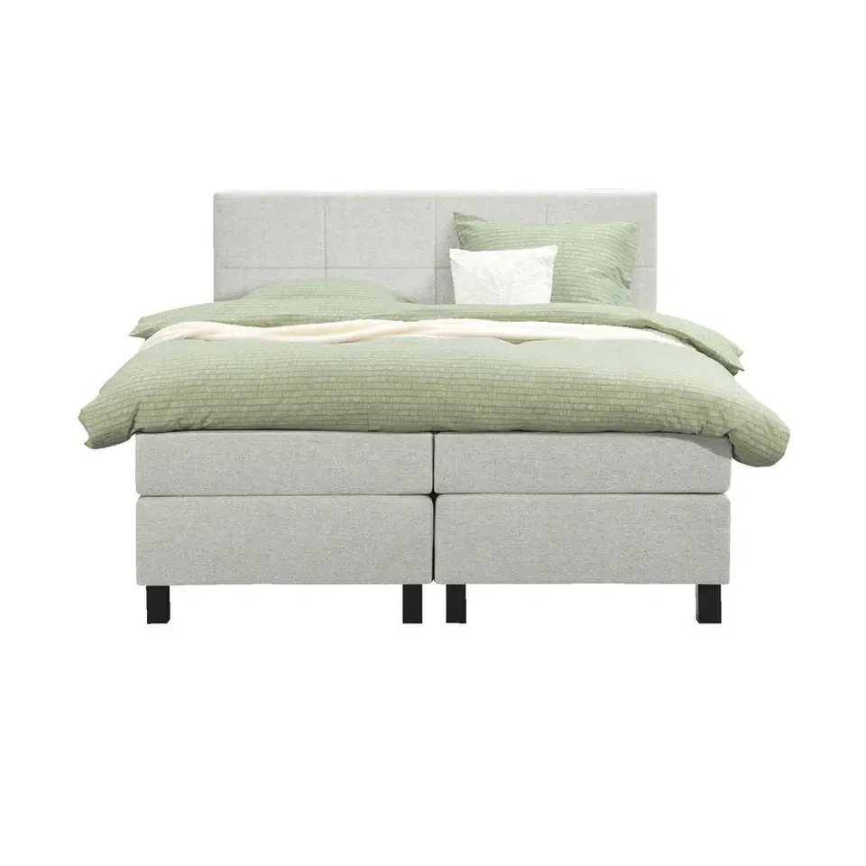 Boxspring Liv geblokt - ecru - 180x200 cm - vierkante poot