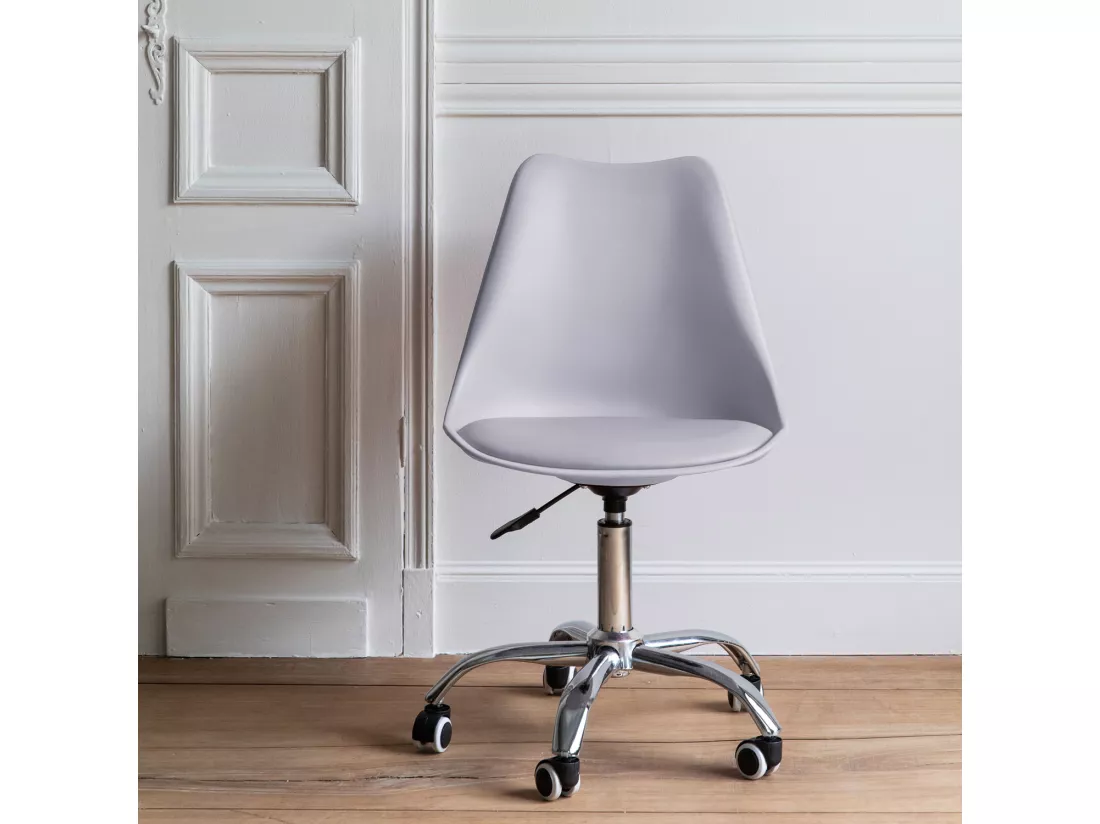 Chaise de bureau réglable en hauteur grise ANNE - HAPPY GARDEN