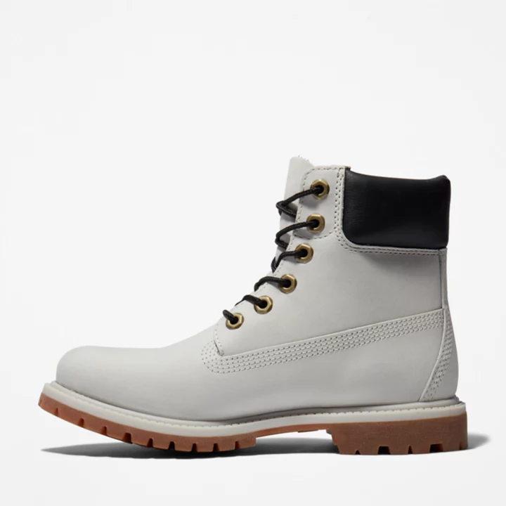 Bota Timberland Premium 6 Inch Impermeável Feminina na Cor Cinza Claro