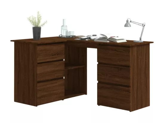 Bureau d'angle Chêne marron 145x100x76 cm Bois d'ingénierie