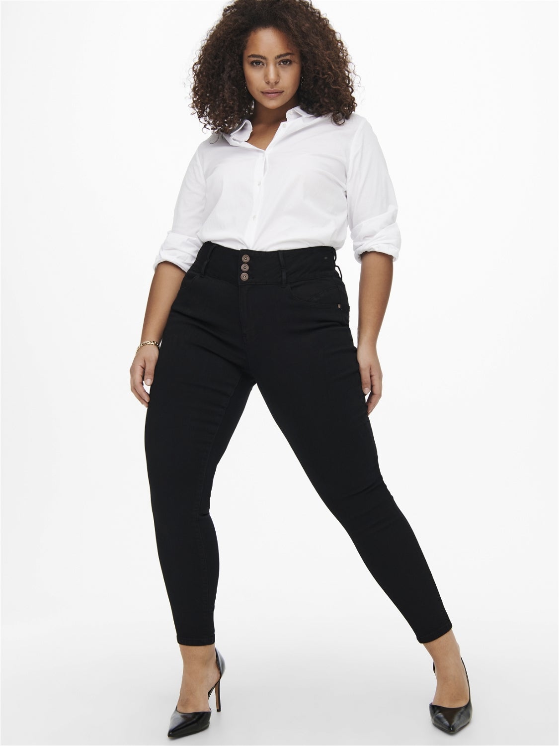 CARANNA Hohe Taille Skinny Fit Jeans Black