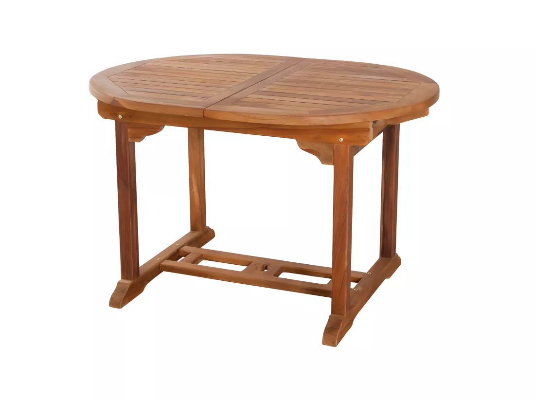 HANNA - Table de jardin 4/6 personnes - ovale extensible 120/180 x 90 cm en bois Teck huilé