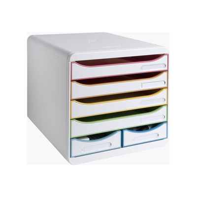 Exacompta Black Office - Module de classement 6 tiroirs - blanc/arlequin