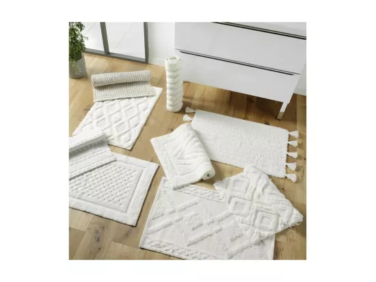 Tapis de Bain 50 x 80 cm Minatis Blanc/Blanc - Coton Jacquard