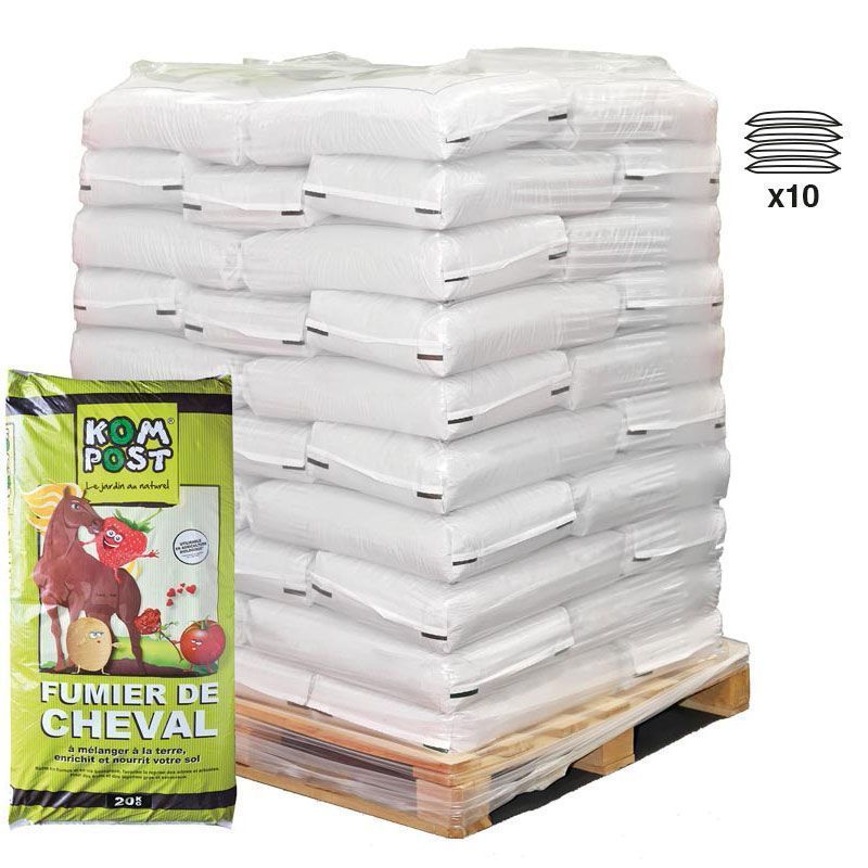 Amendement organique fumier de cheval composté 10 sacs de 20 kg