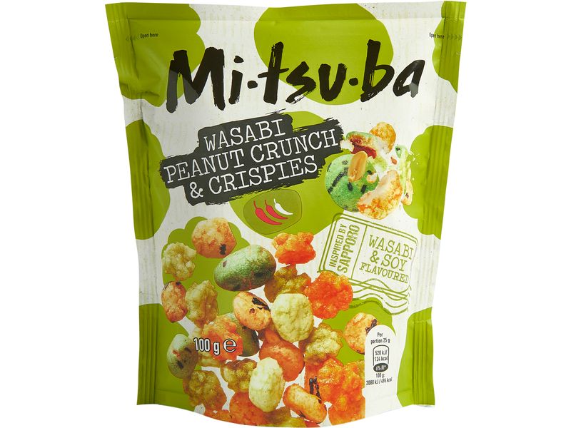 Mitsuba Wasabi Peanut Crunch und Crispies 100 g Wasabi-Erdnuss-Crunch und Reiscracker-Mischung