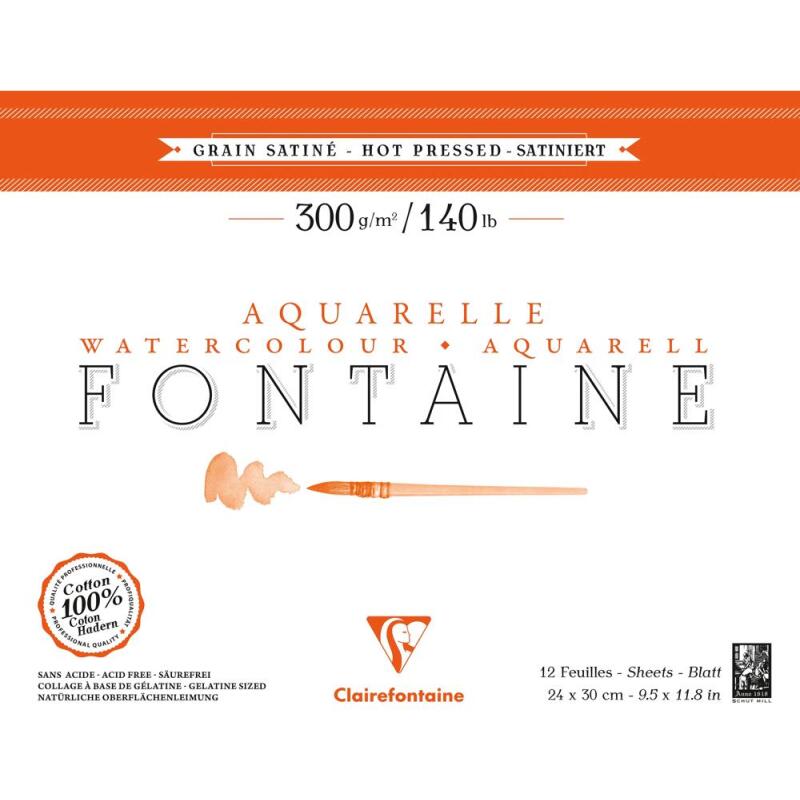 Fontaine bloc collé 1 côté 12F 24x30cm 300g grain satiné
