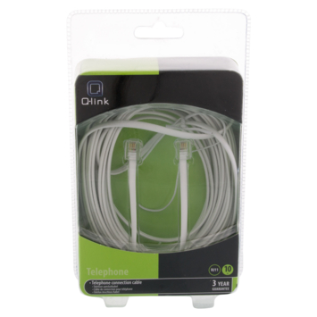 Q-Link telefoon aansluitsnoer modulair 2RJ11 plug 10 meter wit