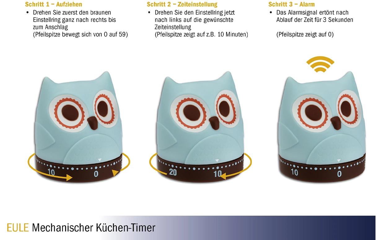Küchentimer Eule TürkisTimer für die Küche in Eule Design